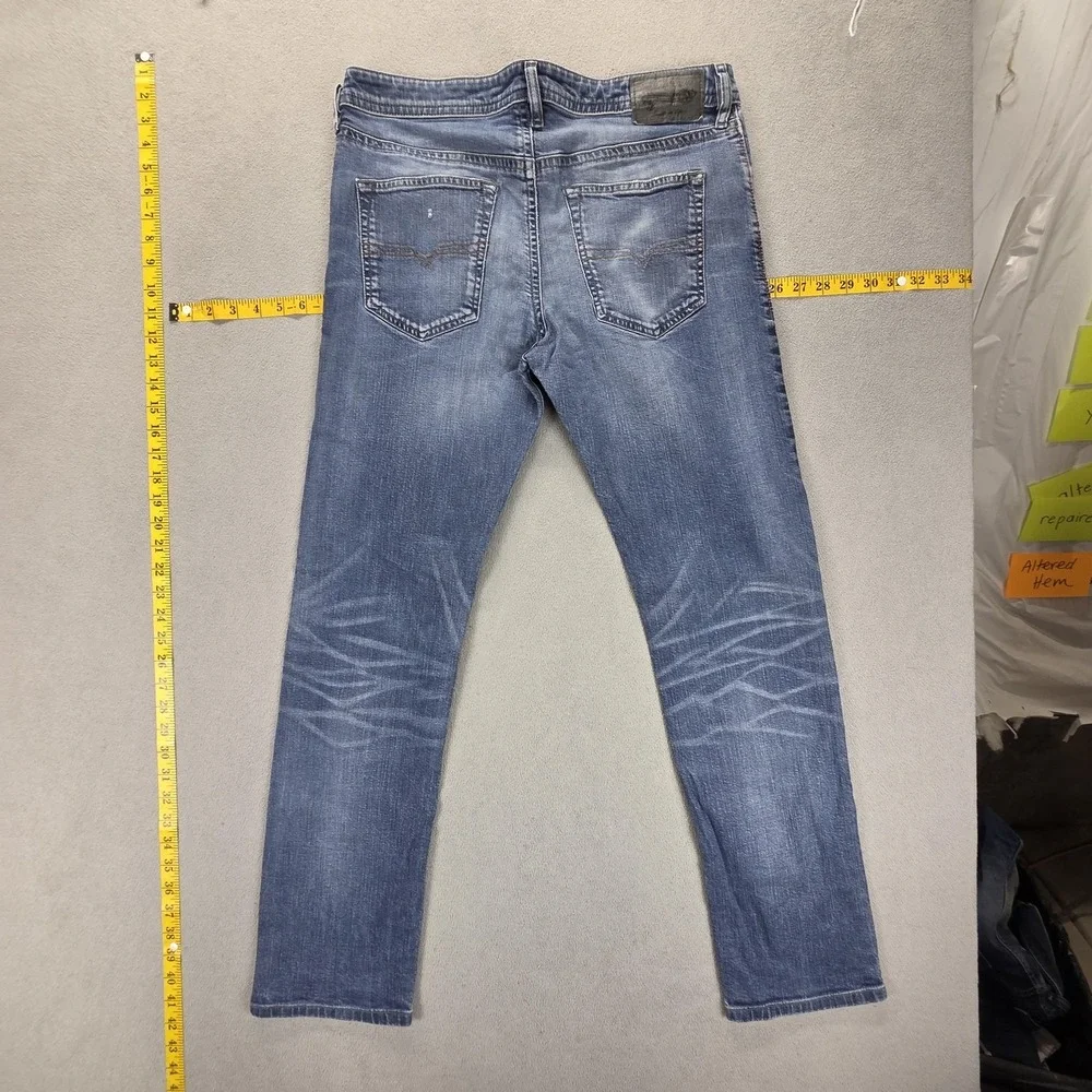 Diesel Jeans Mens 32x34 Blue Buster Regular Slim Tapered Stretch Honeycomb 0853R
